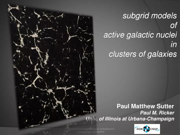 subgrid models of active galactic nuclei in clusters of galaxies