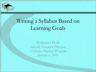 Writing a Syllabus Based on Learning Goals