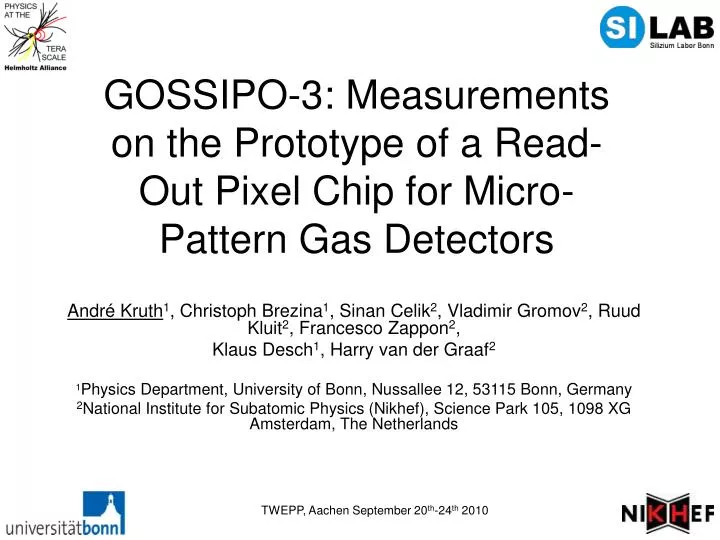gossipo 3 measurements on the prototype of a read out pixel chip for micro pattern gas detectors