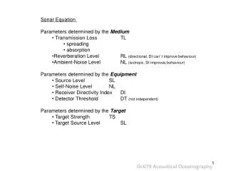 Oc679 Acoustical Oceanography