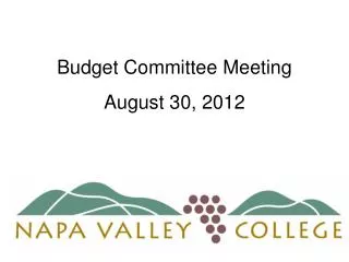 Budget Committee Meeting August 30, 2012