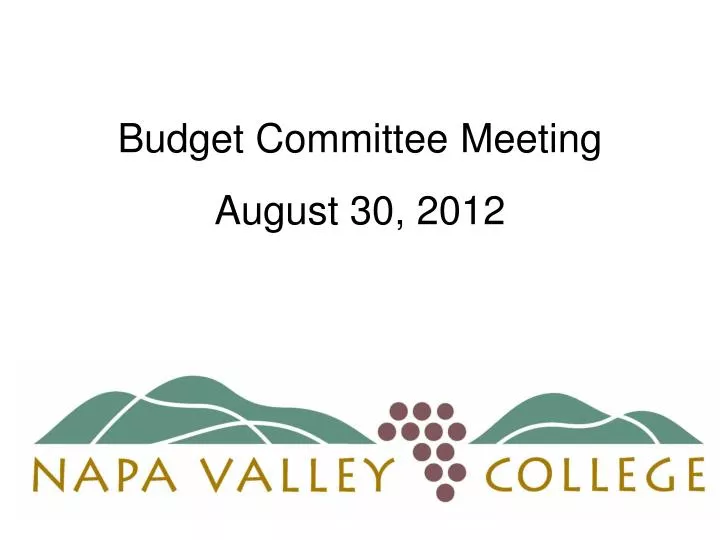 budget committee meeting august 30 2012