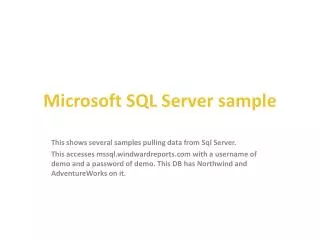 Microsoft SQL Server sample