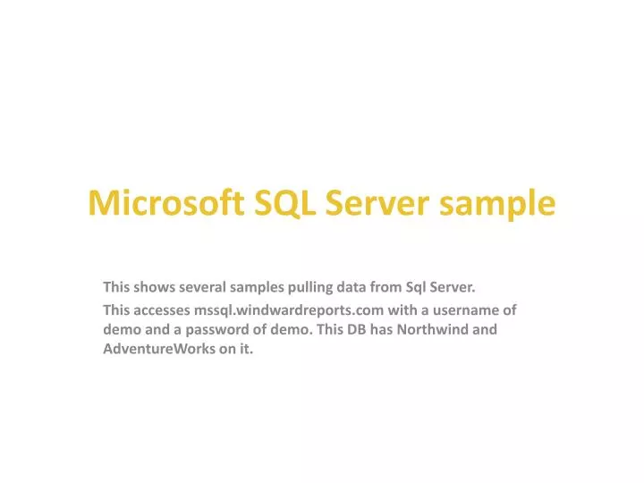 microsoft sql server sample