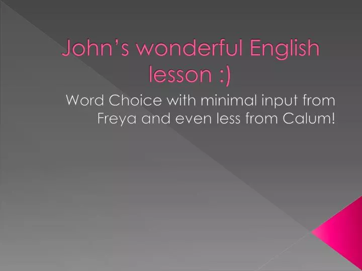 john s wonderful english lesson