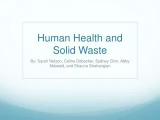 Human Health and Solid Waste
