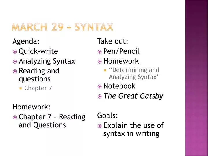 march 29 syntax