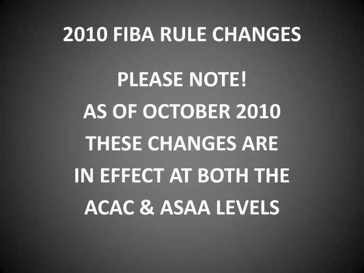 2010 fiba rule changes