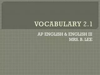 VOCABULARY 2.1