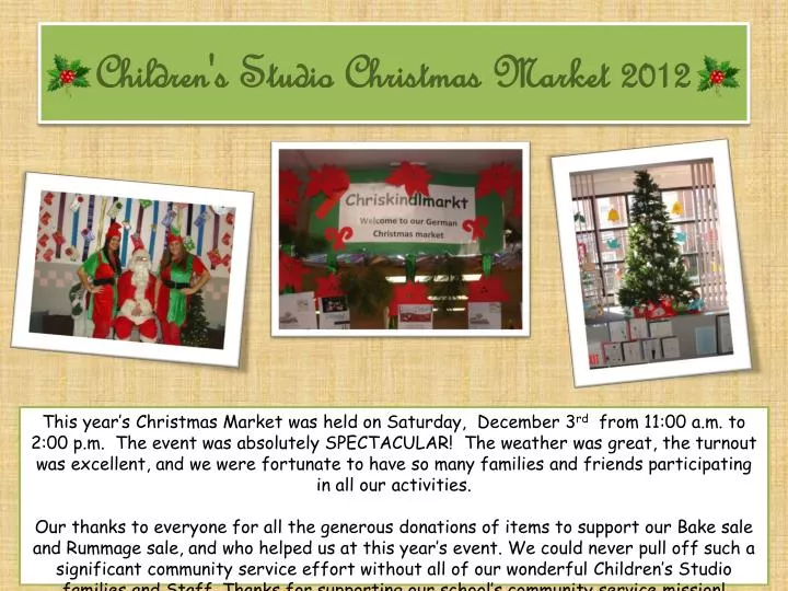 children s studio christmas market 2012