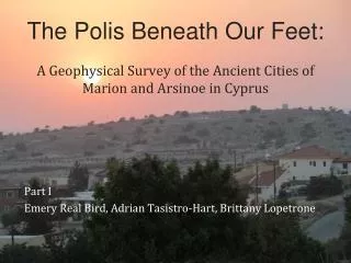 A Geophysical Survey of the Ancient Cities of Marion and Arsinoe in Cyprus