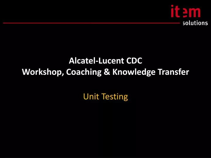 alcatel lucent cdc workshop coaching knowledge transfer