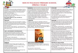 MOUNT PLEASANT PRIMARY SCHOOL SPRING 1 YEAR 6