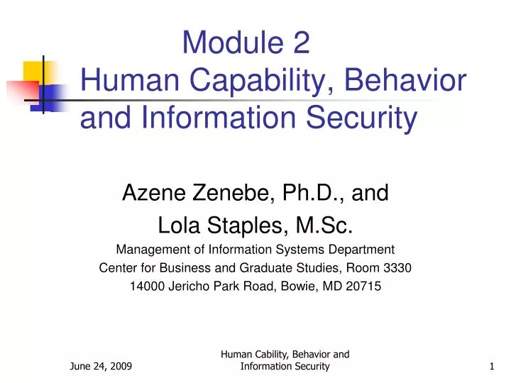 module 2 human capability behavior and information security