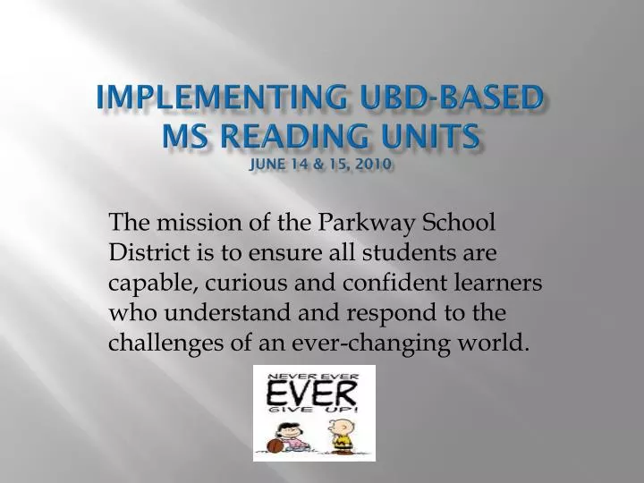 implementing ubd based ms reading units june 14 15 2010