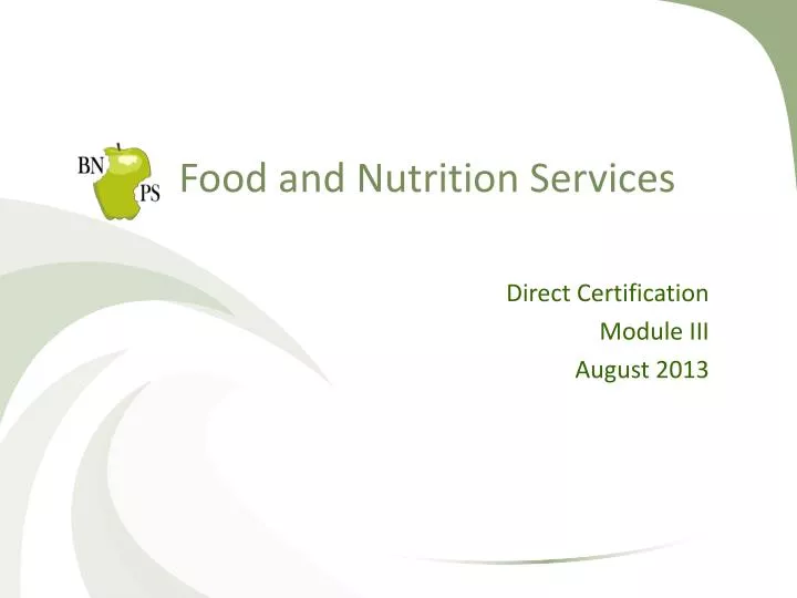 food and nutrition services