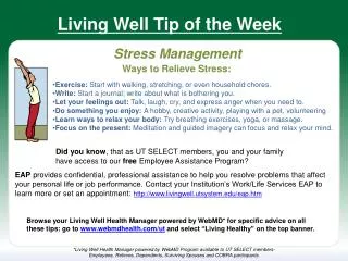 Living Well Tip of the Week