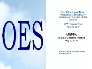 identification of non hazardous secondary materials that are solid wastes