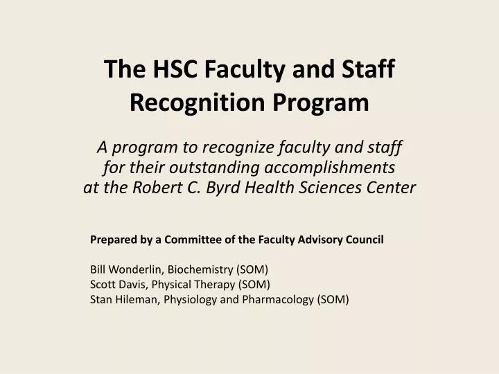 the hsc faculty and staff recognition program