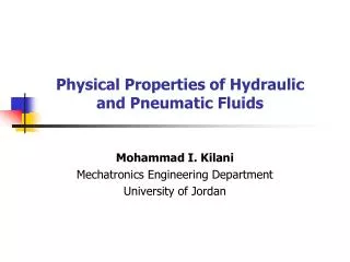 Physical Properties of Hydraulic and Pneumatic Fluids