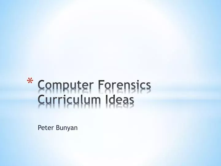computer forensics curriculum ideas
