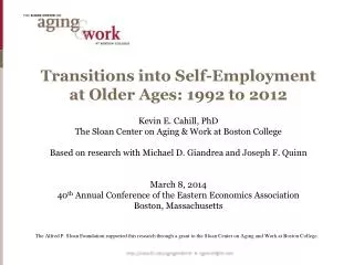 The Prevalence of Self-Employment among the HRS Core Respondents, 1992 to 2012