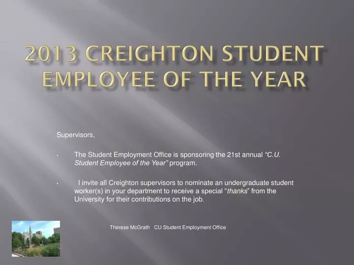 2013 creighton student employee of the year