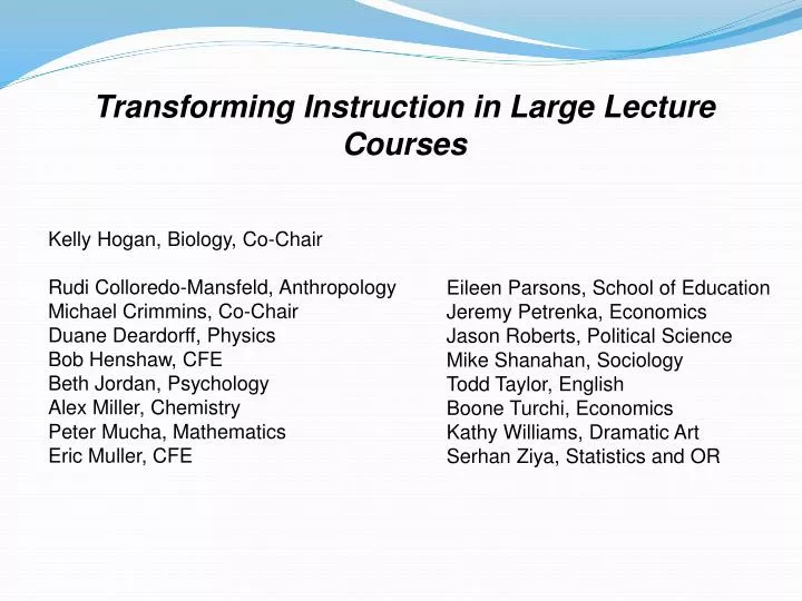 transforming instruction in large lecture courses