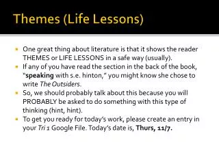 Themes (Life Lessons)