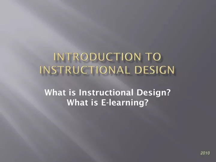 introduction to instructional design