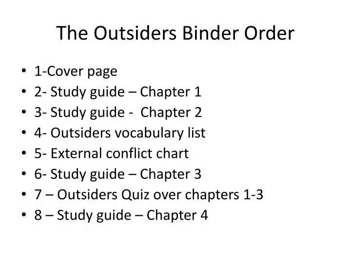 the outsiders binder order