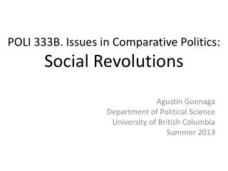 POLI 333B. Issues in Comparative Politics: Social Revolutions