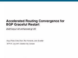 Accelerated Routing Convergence for BGP Graceful Restart
