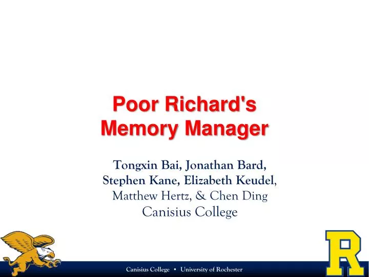 poor richard s memory manager