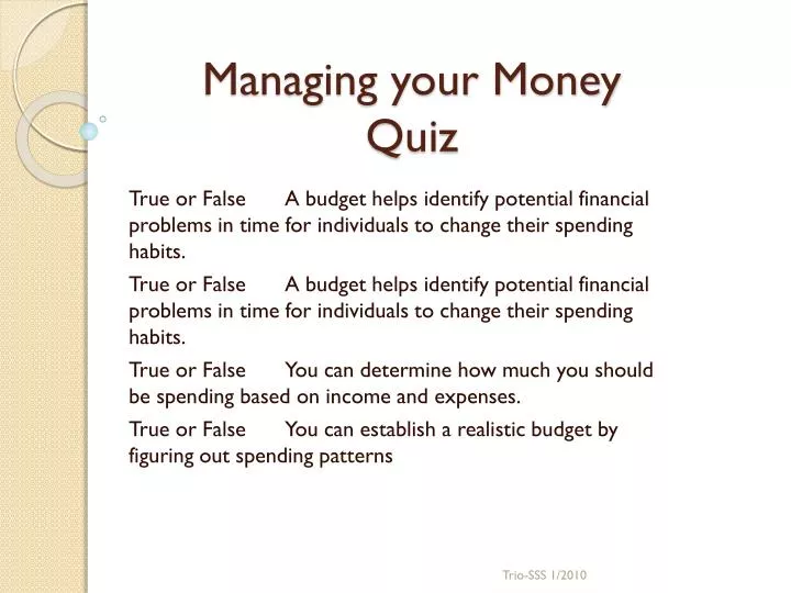 managing your money quiz