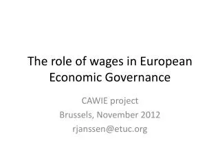 The role of wages in European Economic Governance