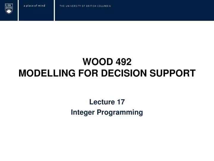 wood 492 modelling for decision support