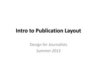 Intro to Publication Layout