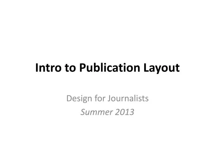 intro to publication layout
