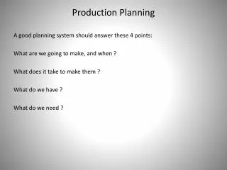 Production Planning