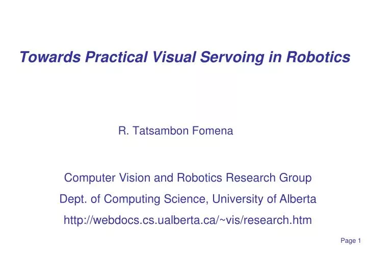 towards practical visual servoing in robotics