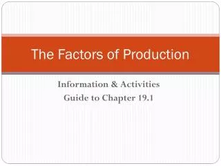 The Factors of Production