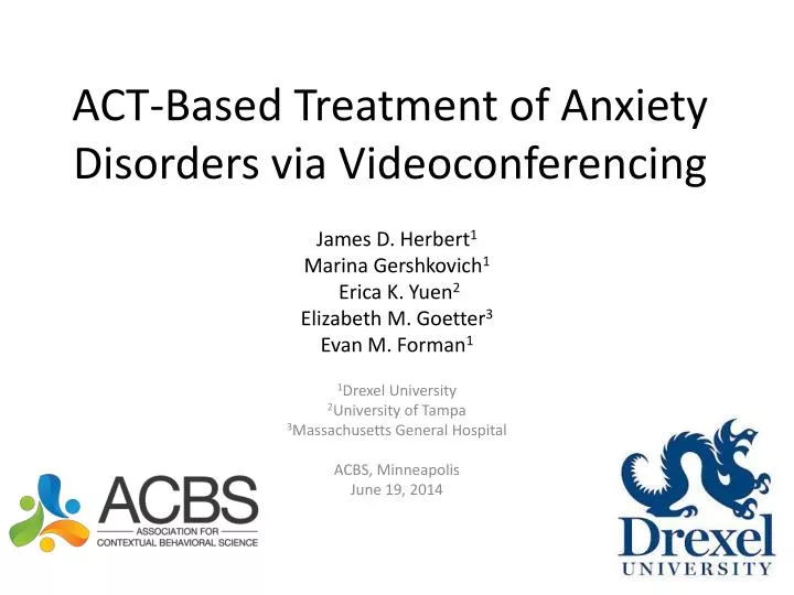 act based treatment of anxiety disorders via videoconferencing