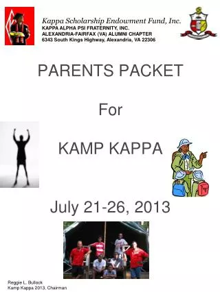 PARENTS PACKET For KAMP KAPPA July 21-26, 2013