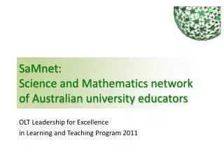 SaMnet : Science and Mathematics network of Australian university educators