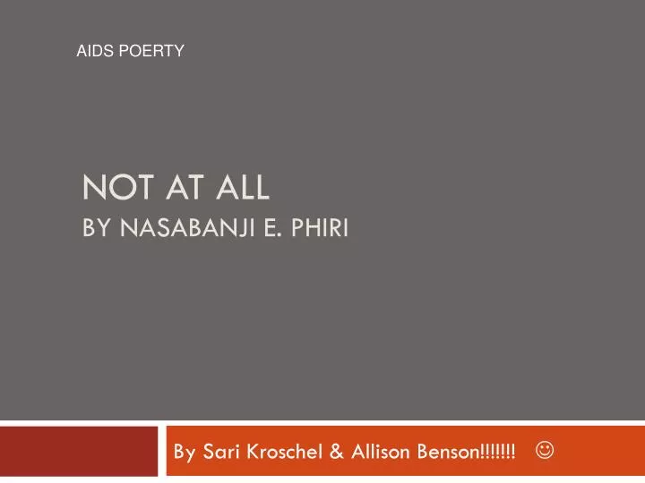 not at all by nasabanji e phiri