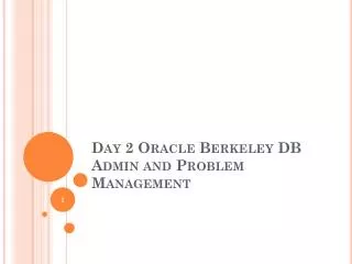 Day 2 Oracle Berkeley DB Admin and Problem Management