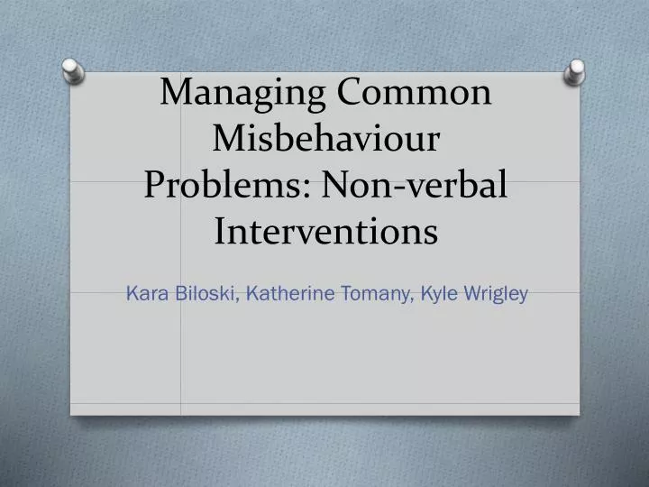 managing common misbehaviour problems non verbal interventions
