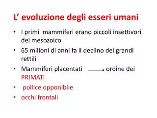 l evoluzione degli esseri umani