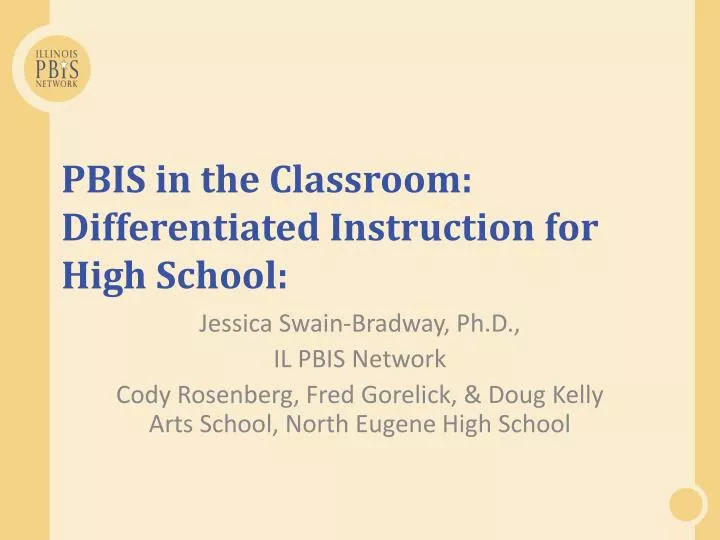 pbis in the classroom differentiated instruction for high school